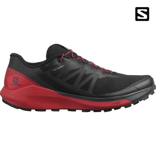 Black / Red Salomon Sense Ride 4 Men's Trail Running Shoes | IE HO3295